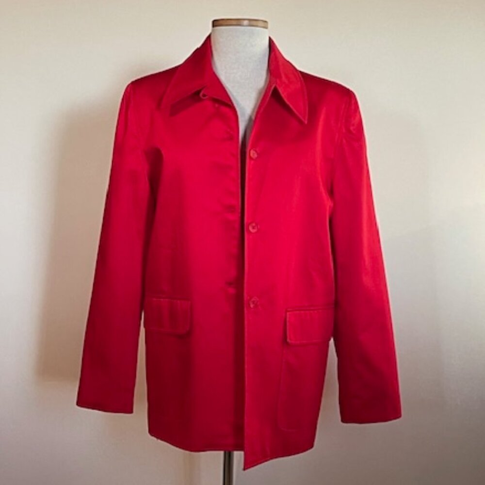 Neiman Marcus Lined Red Polished Cotton Jacket sz 10